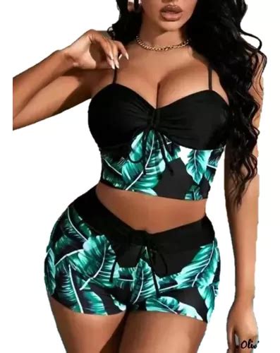 Bikini Malla Importada Con Taza Short Modelo Selva Qilaixing