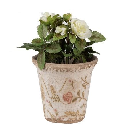 Ce S Planter X Cm Beige Pink Ceramic Flowers Indoor Planter