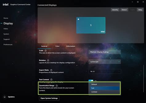 Quantization Range Option In The Intel Graphics Control Panel Or