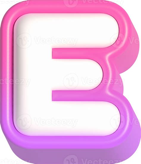 Letter E Pink Cute 3D Lettering 45832434 PNG