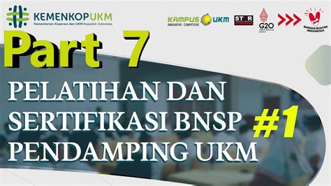 Pelatihan Dan Sertifikasi Bnsp Pendamping Ukm 1 Part 7 Youtube