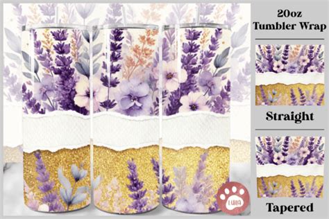 Lavender Flower Tumbler Wrap Png Graphic By Luna Art Design Creative