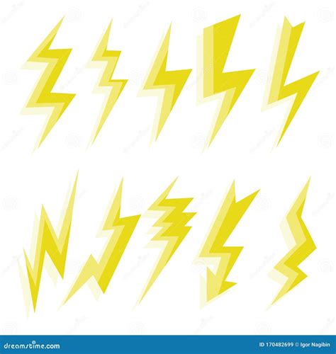 Lightning Icons Thunder Lightning Strike Cartoon Vector