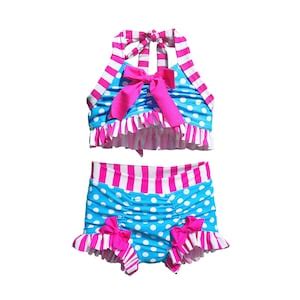 Bathing Beauty Bikini In Bubblegum Size 4 5 8 10 12 Girls High Waisted Retro Bikini RUNS
