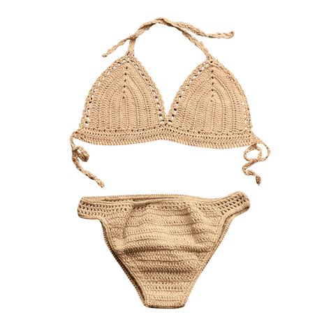 Wedfrse Bikini Sets For Women Two Piece Swimsuit Hollow Hand Woven