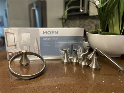 Moen Wellton Y1394bn 4 Pcs Bath Accessory Kit Brushed Nickel Finish For