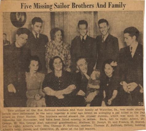 The Sullivan Brothers and their Family | Sullivan brothers, Family history, Brother