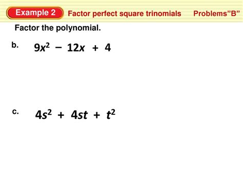 Algebra Ch 9 8 Factor Special Trinomial Products Ppt Download