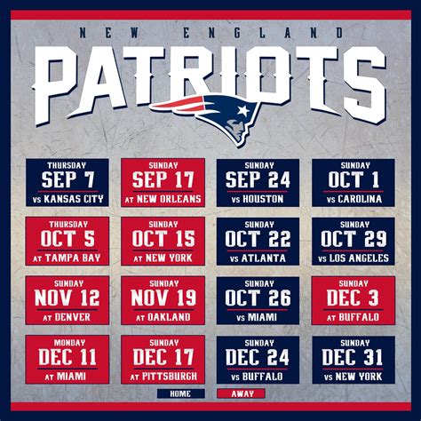 Patriots Printable Schedule - Printable Calendars AT A GLANCE