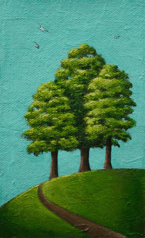 Tree Painting, Green Trees Art, Small Original Artwork, Small Wall Art ...