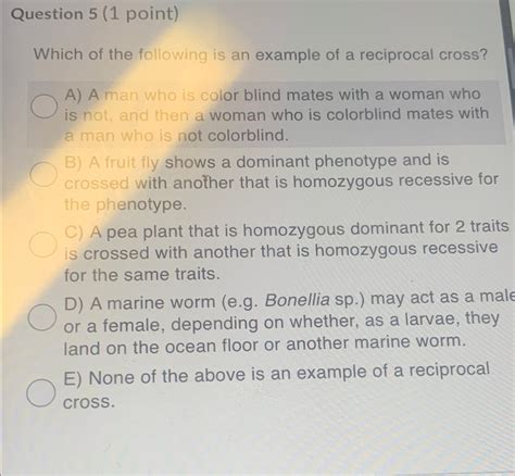 Solved Question 5 (1 ﻿point)Which of the following is an | Chegg.com