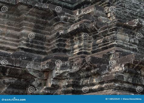 Embossed Texture Wall Of The Angkor Wat Temple Complex Stock Image