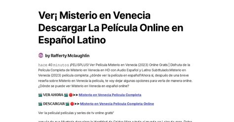 Ver Misterio en Venecia Descargar La Película Online en Español Latino