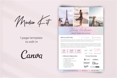 Page Media Kit Template For Canva Tiktok Influencer Media Kit Inst