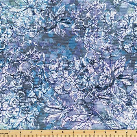 Ambesonne Floral Design Fabric By The Yard Grunge Jungle Scene Yard