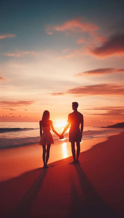 Romantic Couple Holding Hands At Sunset Mobile Wallpaper Ocean Sunset