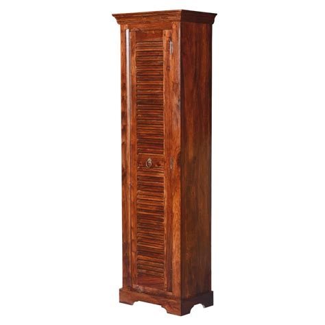 Mia Solid Wood Tall Narrow Armoire Display Cabinet With Off