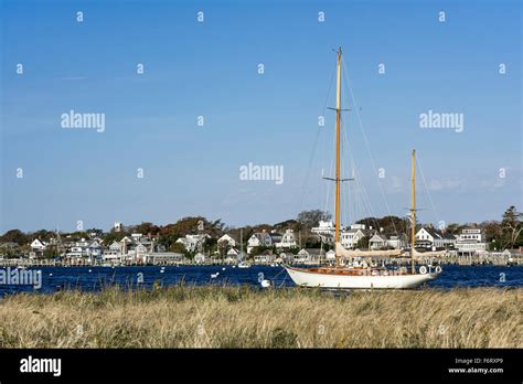 Wooden Sailboat In Edgartown Harbor Marthas Vineyard Massachusetts