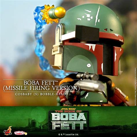 MISB Hot Toys Cosbaby Star Wars The Book Of Boba Fett Bobble Head Boba Fett Missile Firing