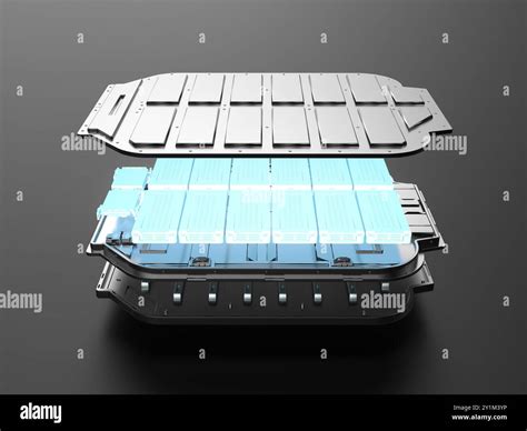 Exploded View Of D Rendering Electric Vehicle Battery Cells Module