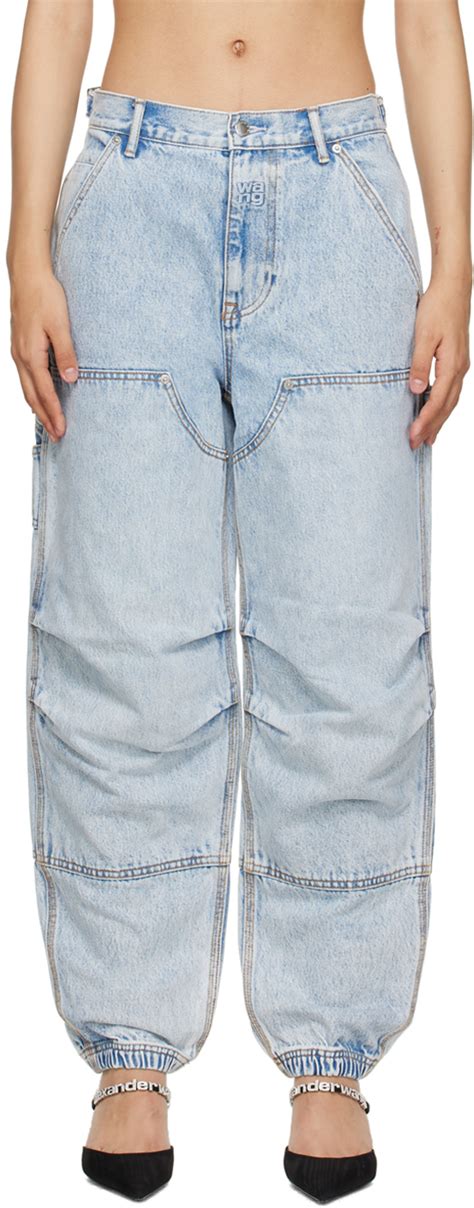 Blue Double Front Carpenter Jeans By Alexander Wang On Sale