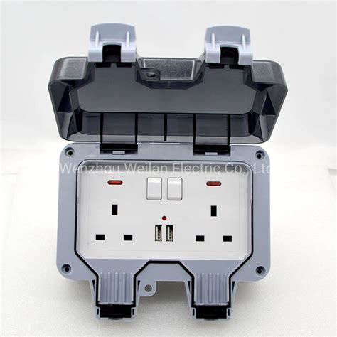 Weatherproof Waterproof Outdoor Wall Power Socket 16a Double Eu