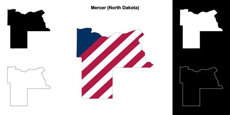 Mercer County, North Dakota outline map set 44011022 Vector Art at Vecteezy