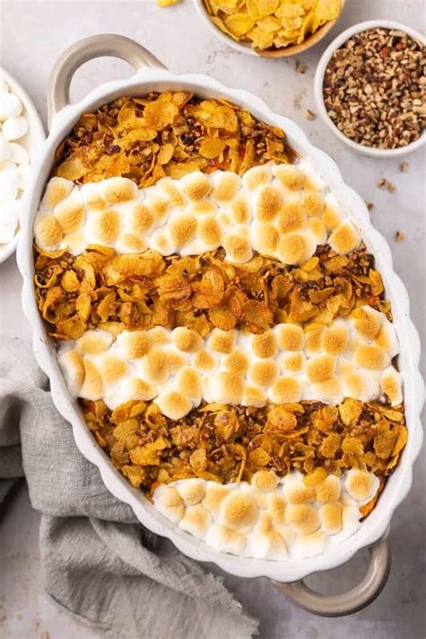 Healthy Sweet Potato Casserole With Pecans And Marshmallows Lauren Fit Foodie