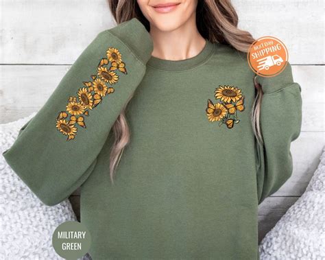 Sunflower Butterfly Sweatshirt Butterfly Sweater Sunflower Sweatshirt