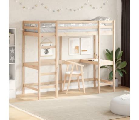 VidaXL Loft Bed With Desk 75x190 Cm Solid Wood Pine VidaXL Ie