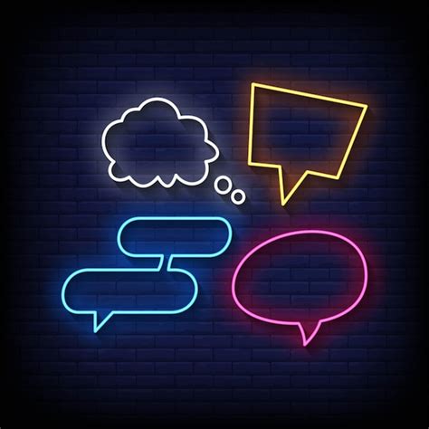 Premium Vector Neon Sign Speech Bubble Brick Wall Background Vector