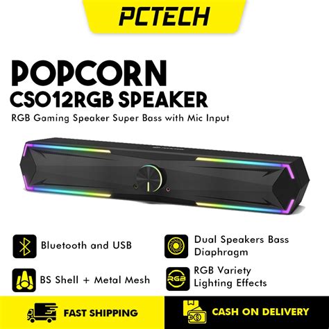 Popcorn Soundbar Rgb Led Light Gaming Bass Speaker Wireless Bluetooth