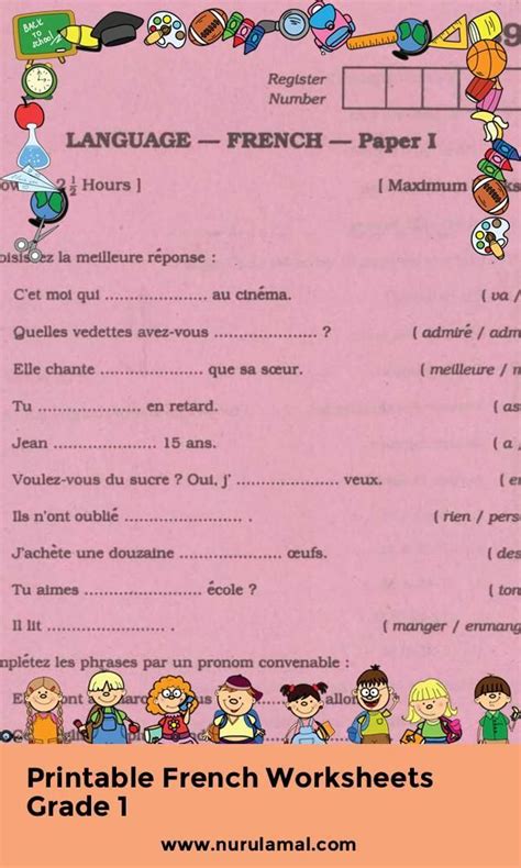 Printable French Worksheets Grade 1 French Worksheets Addition And Subtraction Worksheets