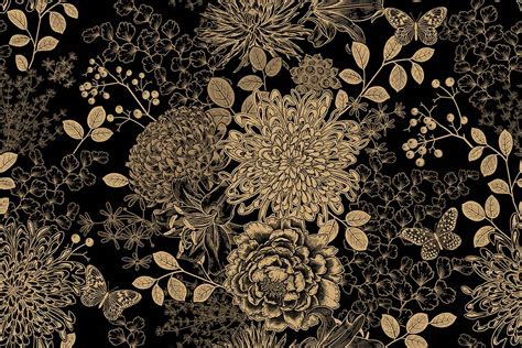 Black and Gold Flower Wallpaper For Bedroom - Magic Decor