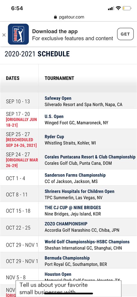 Printable Pga Tour Schedule 2022 Customize And Print