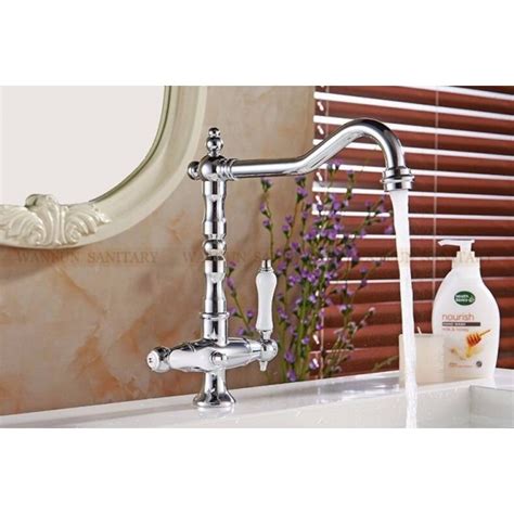 Luxury Degree Swivel Solid Brass Chrome Bathroom Mixer Cold And Hot Kitchen Tap Single Hole