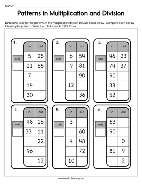 Number Patterns Worksheets Multiplication