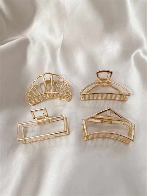 Claw Clip Gold Claw Clips Short Hair Clips Fashion Clips Hair Claw Clip ...