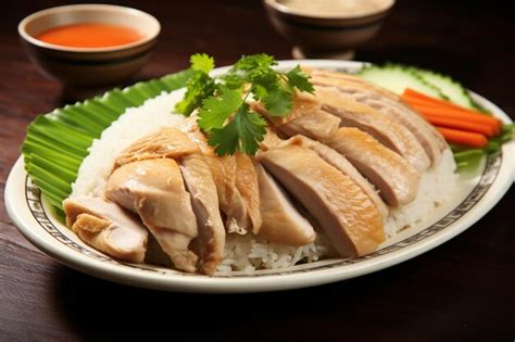 Premium Photo Hainanese Chicken Rice With Crispy Skin