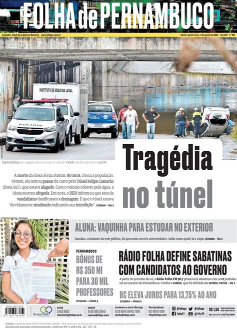 Capa Folha De Pernambuco Quarta 12 De Junho De 2019