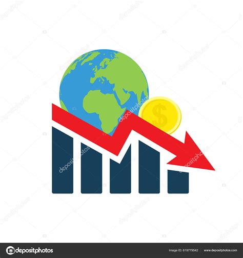 Crise Económica Global Crise Financeira Mundial Símbolo Seta Para Baixo