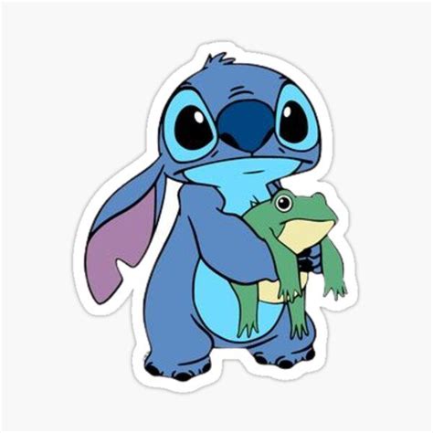 Stitch Holding Frog Sticker Sticker For Sale By Craftylifea Disney