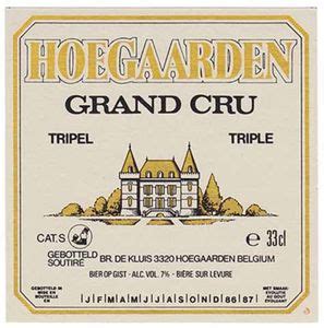 Drink Label: Hoegaarden Grand Cru Tripel-Triple (Brouwerij Hoegaarden (InBev) , BelgiumCol:BE ...