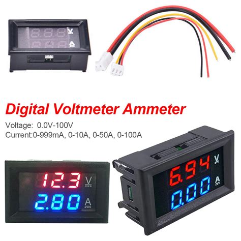 0 56 Blue Red Dual LED Display DC 100V 10A Mini Digital Voltmeter