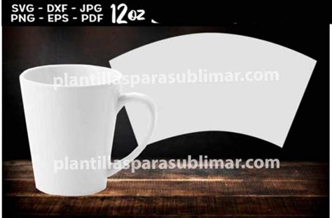 Plantilla En Blanco Taza Conica 12 Oz Plantillas Para Sublimar