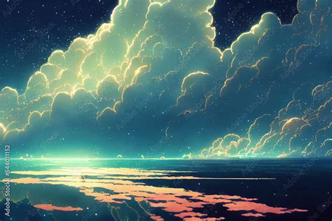 Fantasy Atmosphere Sky Landscape Japanese Anime Style Dynamic Cloud