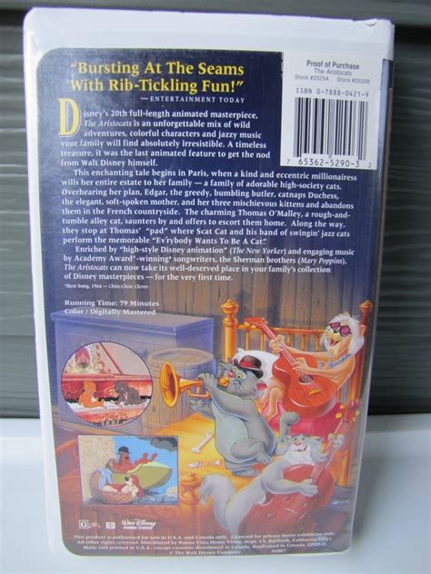 The Aristocats VHS 1996 2529 Walt Disney Masterpiece Collection