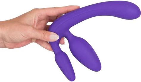 You Toys Drie Dubbele Voorbind Dildo Paars Vrouw Speeltjes Strapon Bol