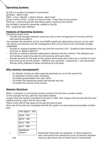 Ocr A Level Computer Science Paper 1 Notes Teaching Resources