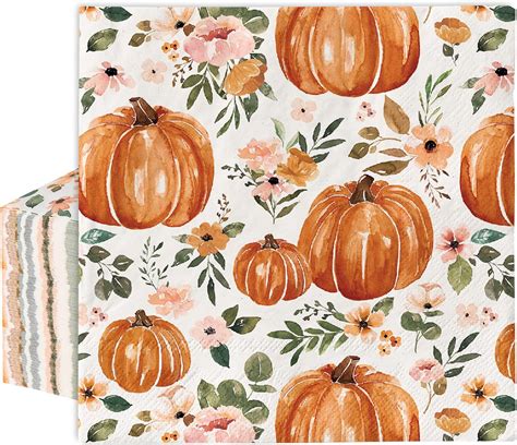 Amazon AnyDesign 80 Pack Fall Pumpkin Paper Napkins Watercolor